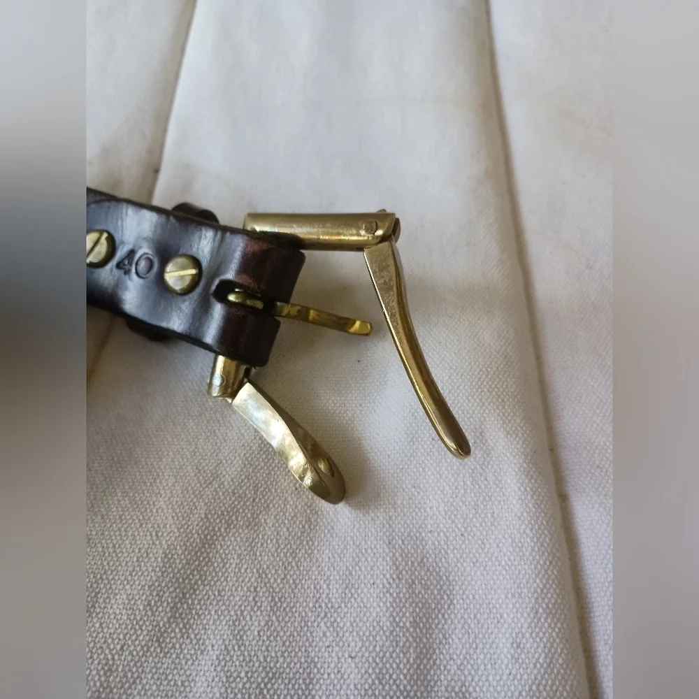 Vintage Wiley Belts Men's Brass Buckle Brown Leather Belt Made In USA_40